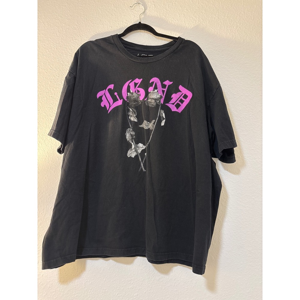 LGND Supply Co Mens 3XL Black Graphic T-Shirt Purple Gothic Rose Streetwear Tee